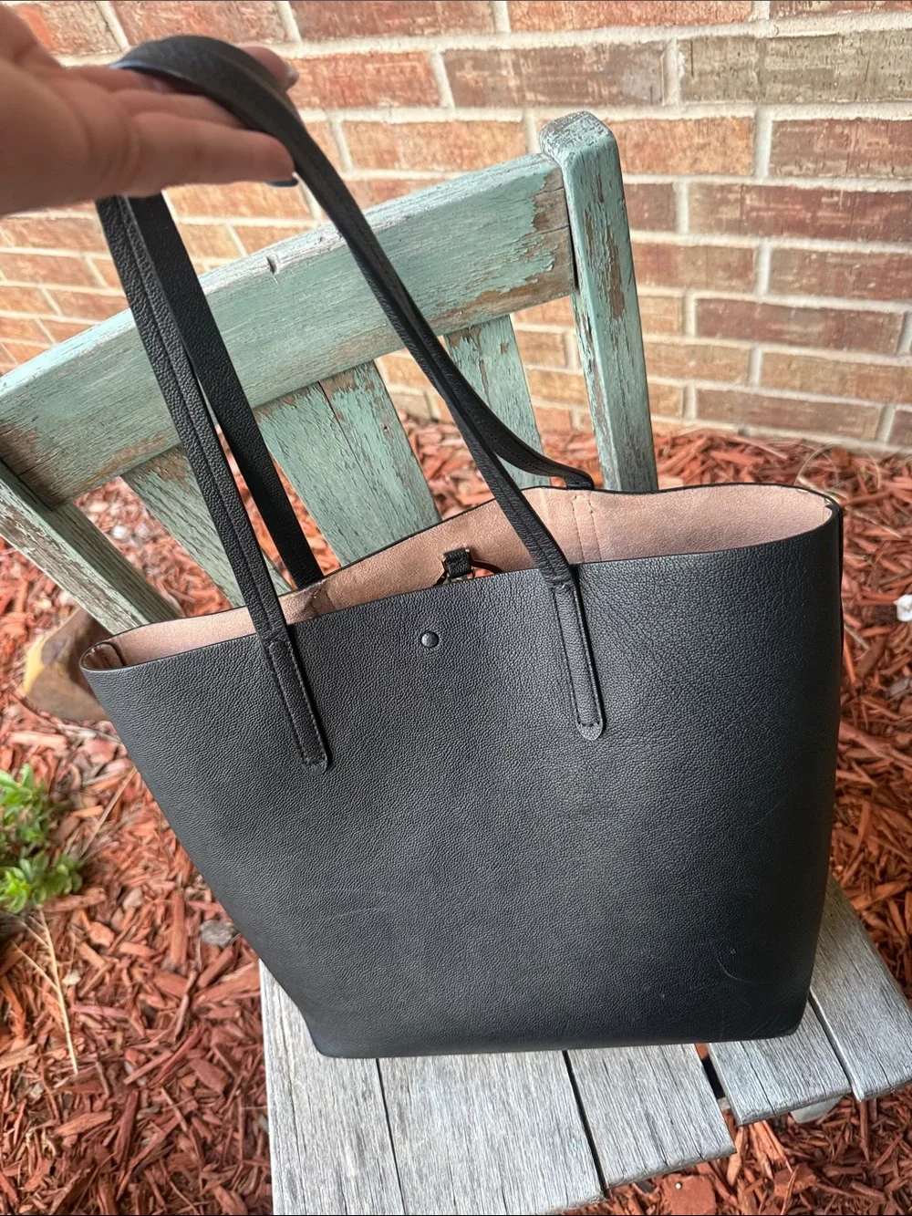 Kate Spade ♠️ Black Pebble grain Suzy Large North South Tote bag w/gold emblem